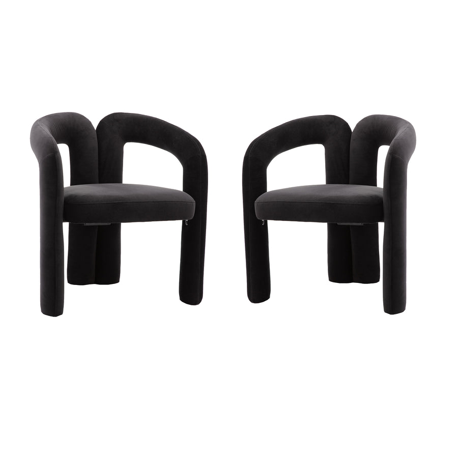 SEYNAR Contemporary Upholstered Accent Dining Chair, Armchair, Set of 2-Black Image 1