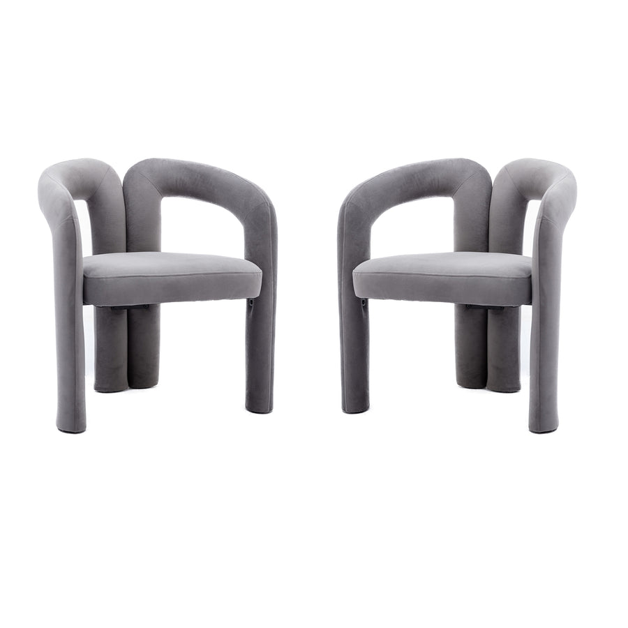 SEYNAR Contemporary Upholstered Accent Dining Chair, Armchair, Set of 2-Grey Image 1