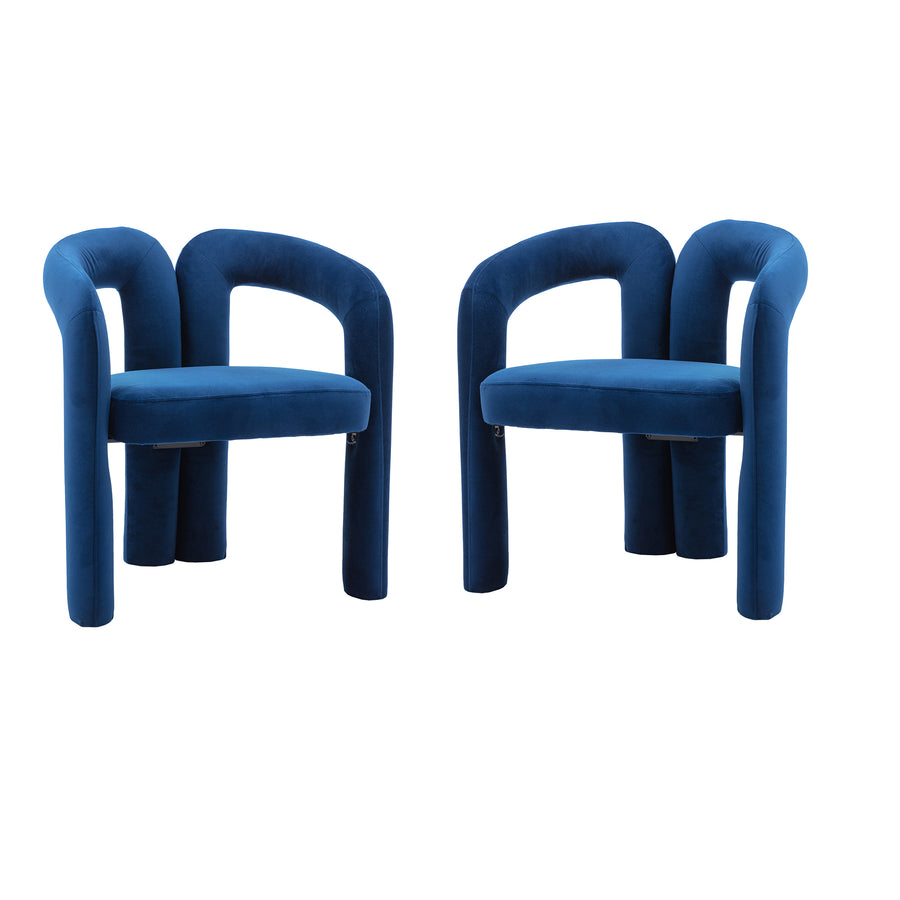 SEYNAR Contemporary Upholstered Accent Dining Chair, Armchair, Set of 2-Navy Image 1