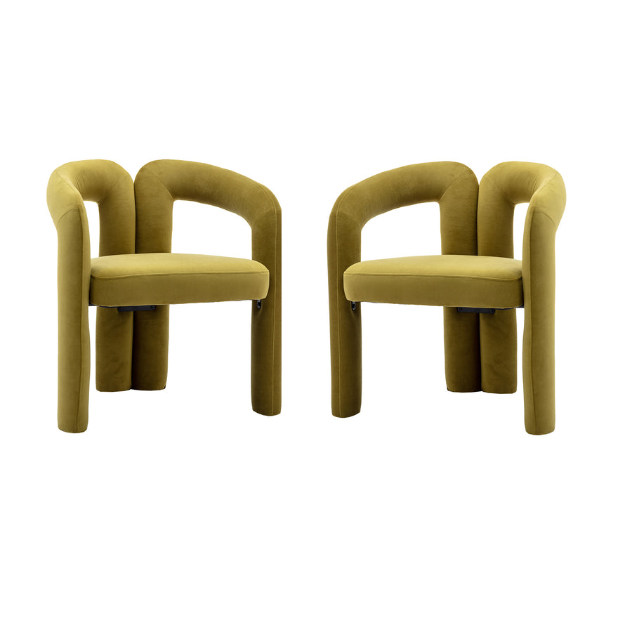 SEYNAR Contemporary Upholstered Accent Dining Chair, Armchair, Set of 2-Olive Image 1