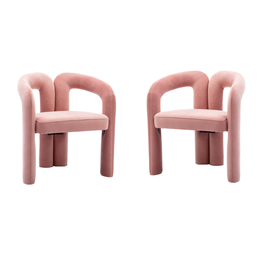 SEYNAR Contemporary Upholstered Accent Dining Chair, Armchair, Set of 2-Pink Image 1