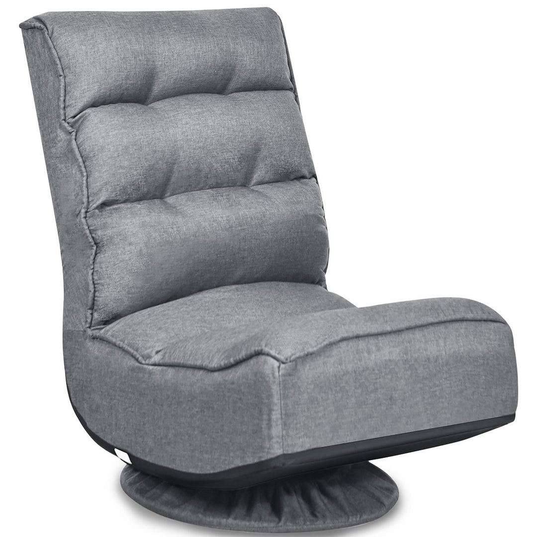 Costway Gaming Chair Fabric 5-Position Folding Lazy Sofa 360 Degree Swivel Grey\ Black\Coffee Image 1