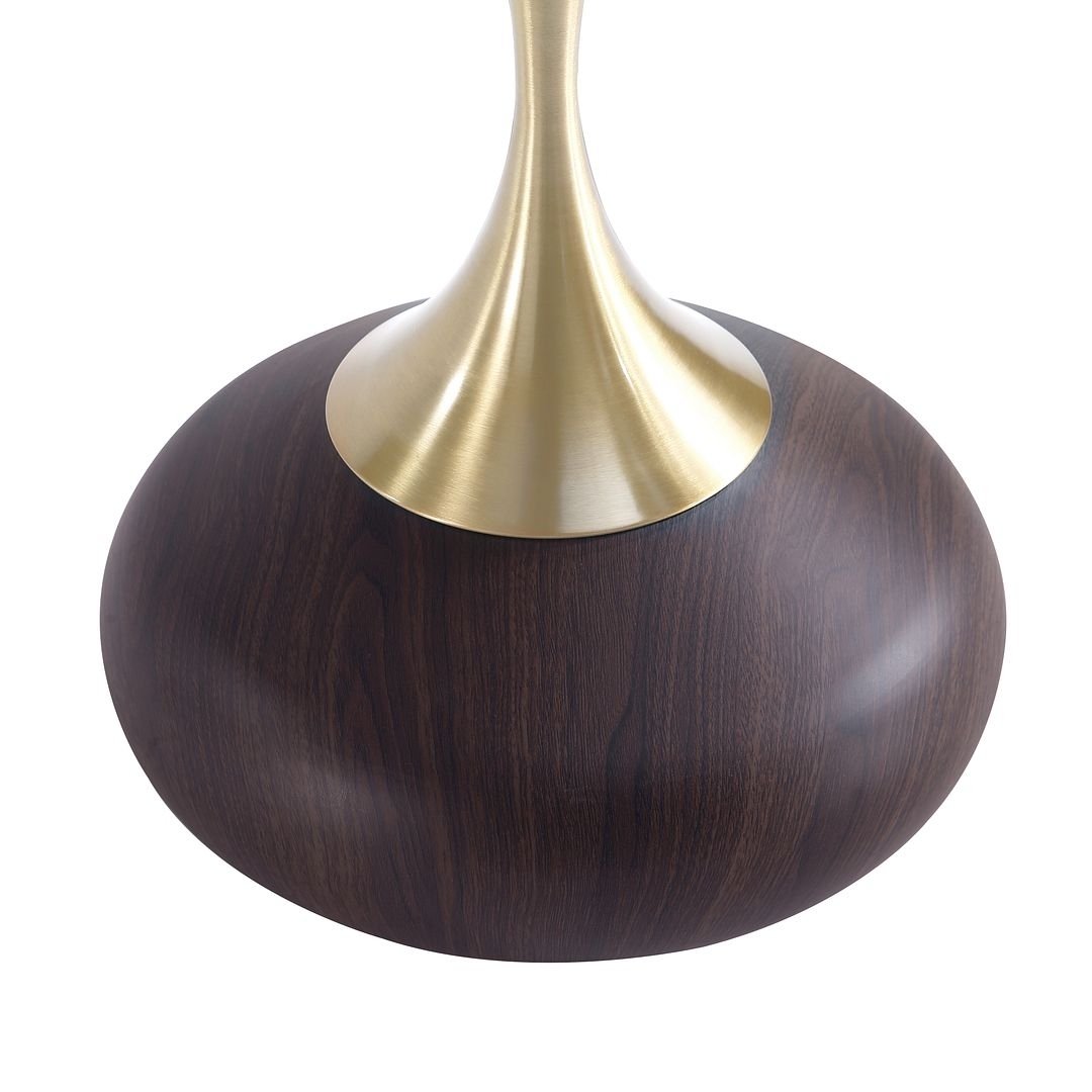 Modern Patchin End Table with Round Metal Base in Brown Wood with Gold Tabletop - Set of 2 Image 5