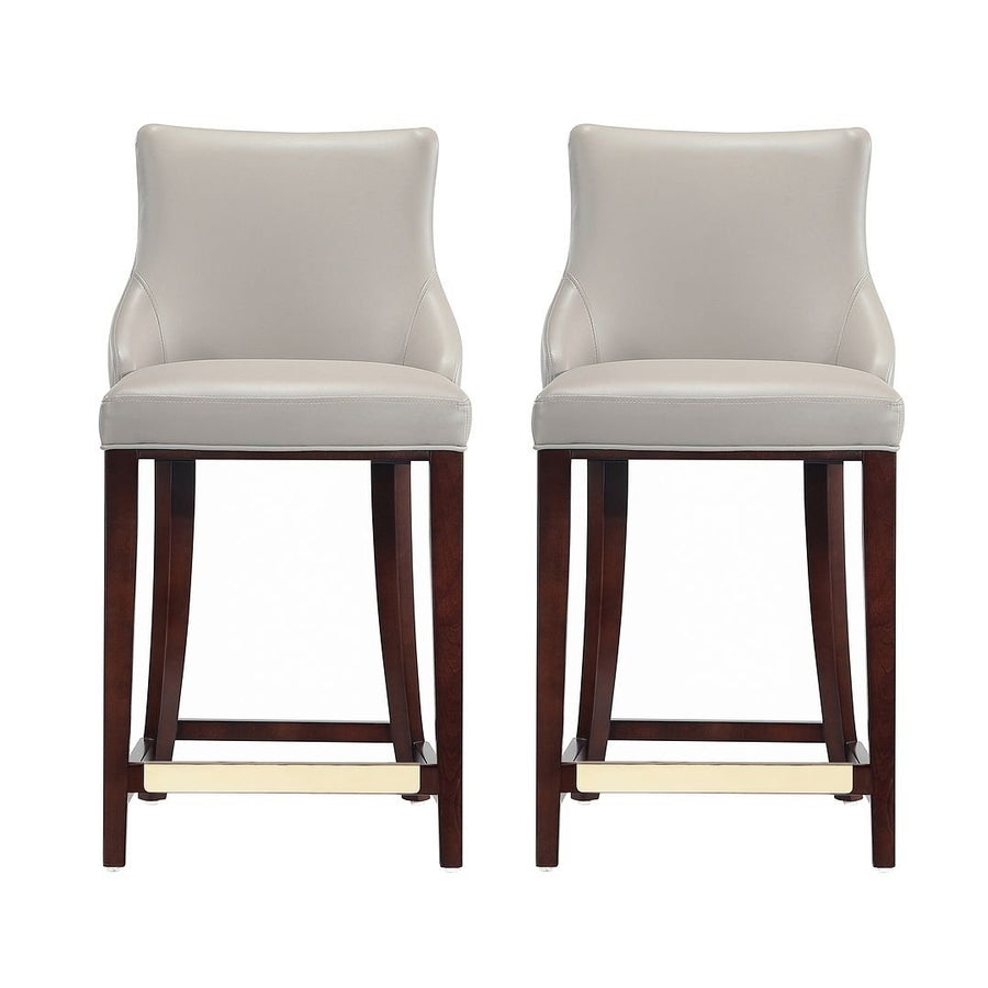 Modern Shubert Counter Stool Upholstered Leatherette with Beech Wood Legs - Set of 2 Image 1