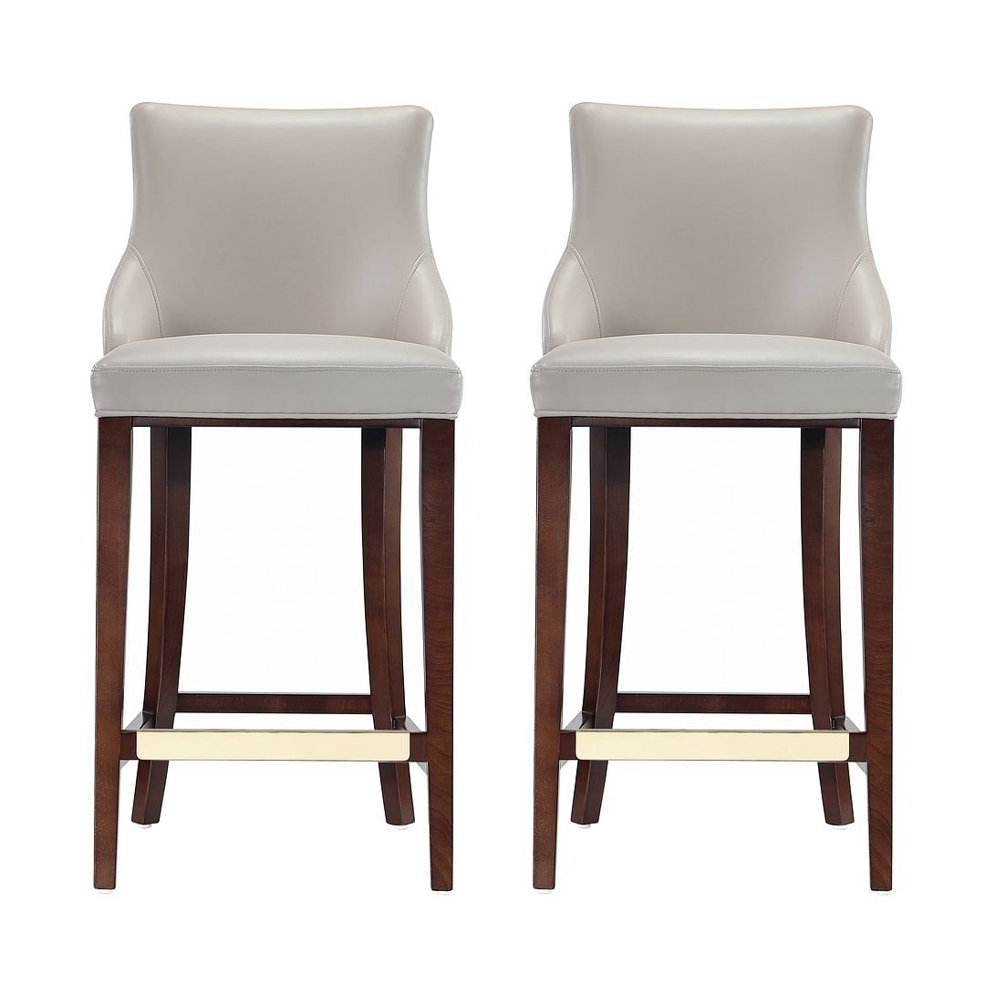 Modern Shubert Barstool Upholstered Leatherette with Beech Wood Legs - Set of 2 Image 1