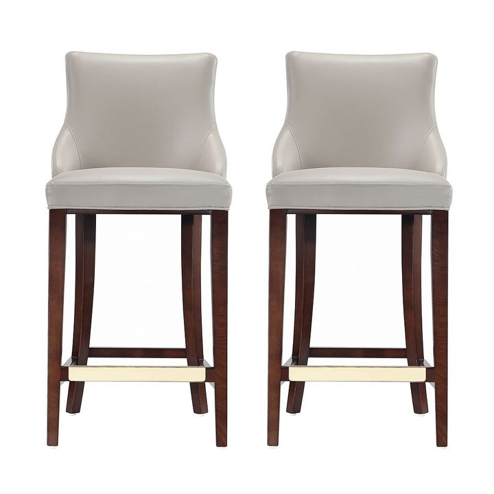 Modern Shubert Barstool Upholstered Leatherette with Beech Wood Legs - Set of 2 Image 1