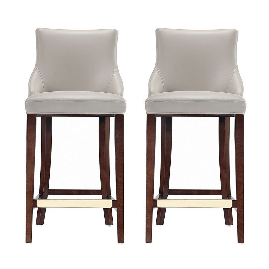 Modern Shubert Barstool Upholstered Leatherette with Beech Wood Legs - Set of 2 Image 1