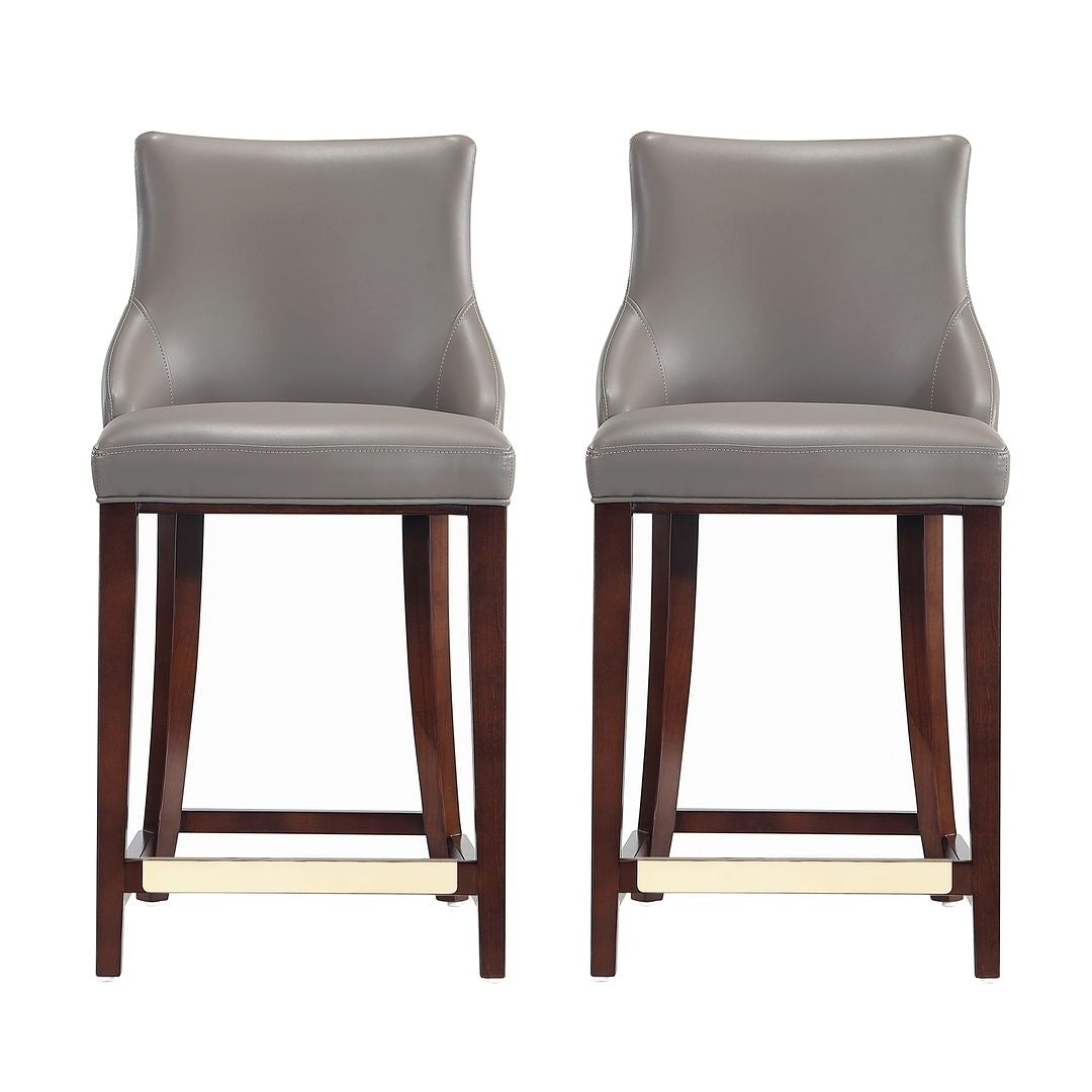 Modern Shubert Counter Stool Upholstered Leatherette with Beech Wood Legs - Set of 2 Image 4