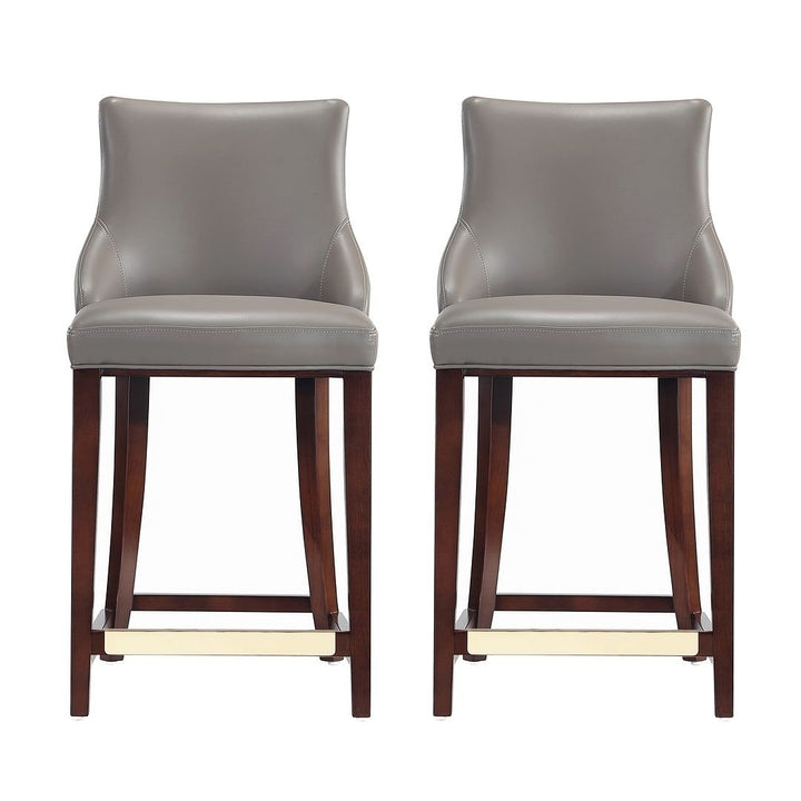 Modern Shubert Counter Stool Upholstered Leatherette with Beech Wood Legs - Set of 2 Image 1