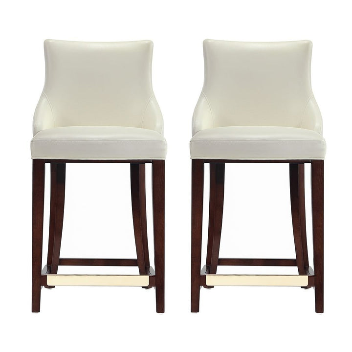 Modern Shubert Counter Stool Upholstered Leatherette with Beech Wood Legs - Set of 2 Image 5