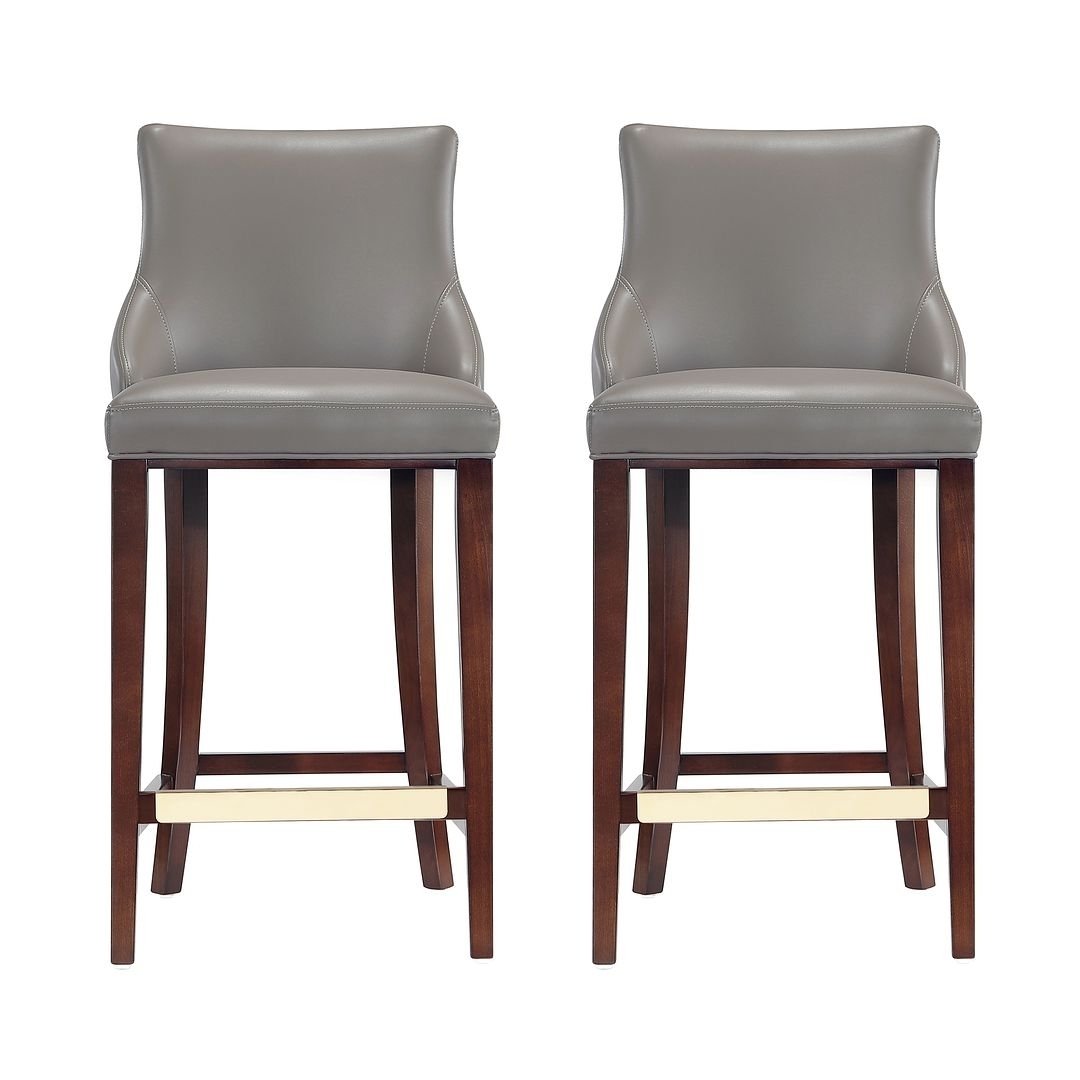 Modern Shubert Barstool Upholstered Leatherette with Beech Wood Legs - Set of 2 Image 4