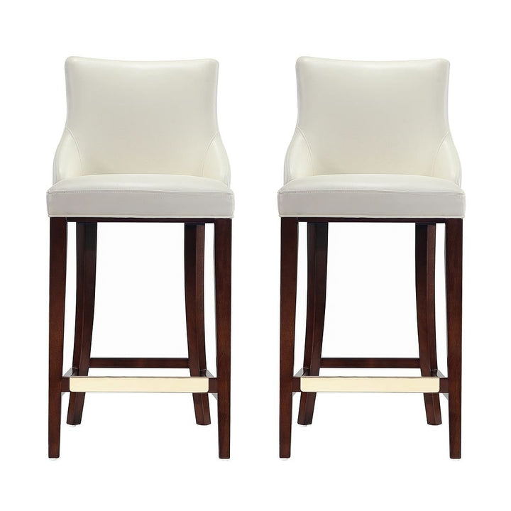 Modern Shubert Barstool Upholstered Leatherette with Beech Wood Legs - Set of 2 Image 5