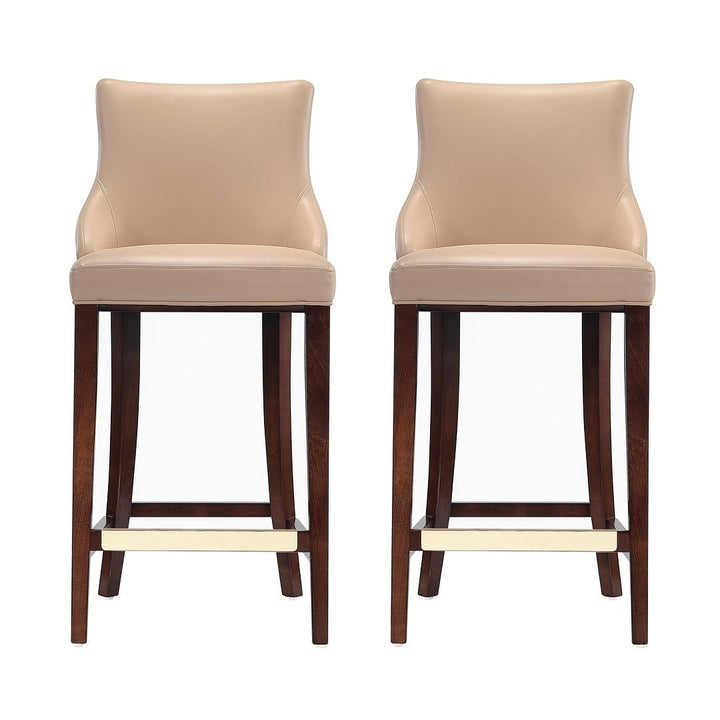 Modern Shubert Barstool Upholstered Leatherette with Beech Wood Legs - Set of 2 Image 1