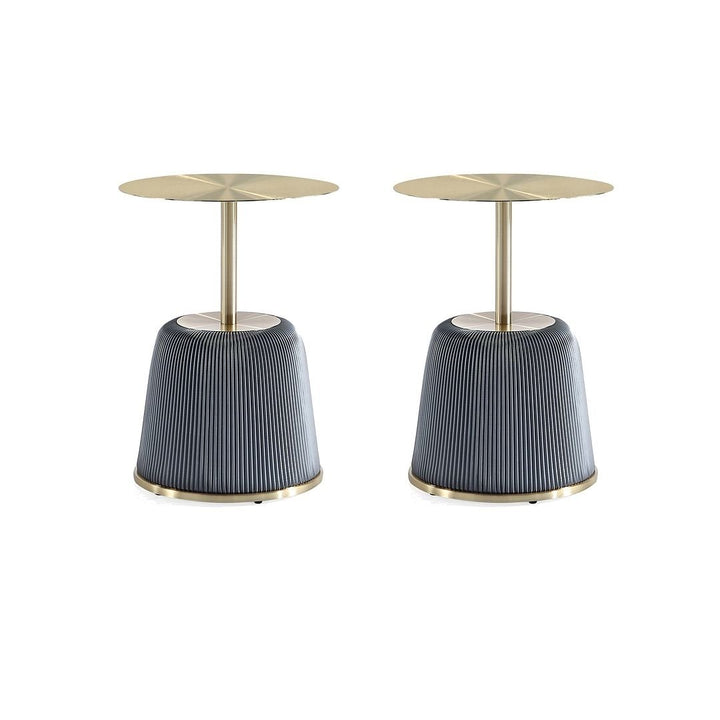 Modern Anderson End Table 1.0 Upholstered Leatherette with Gold Tabletop - Set of 2 Image 1