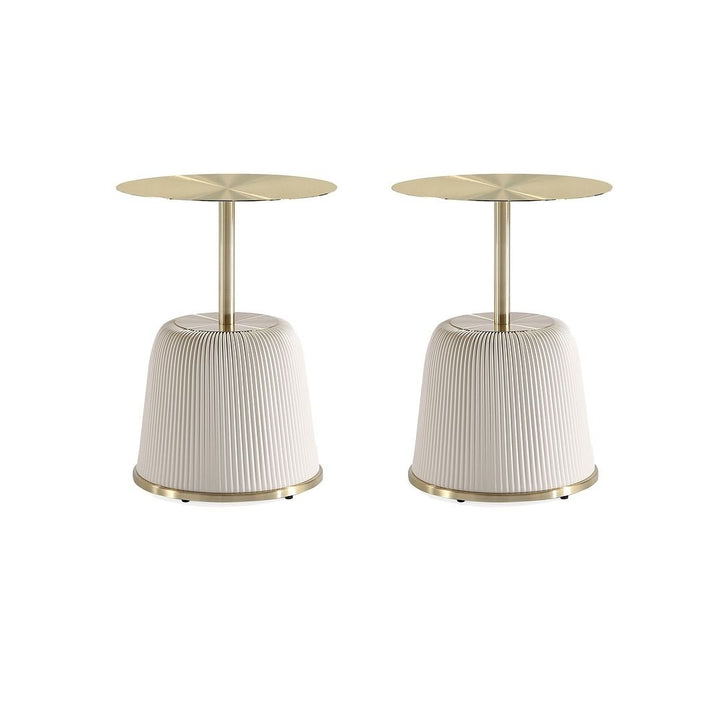 Modern Anderson End Table 1.0 Upholstered Leatherette with Gold Tabletop - Set of 2 Image 4