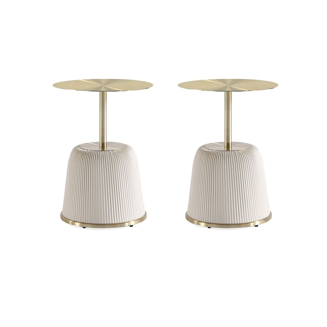 Modern Anderson End Table 1.0 Upholstered Leatherette with Gold Tabletop - Set of 2 Image 1