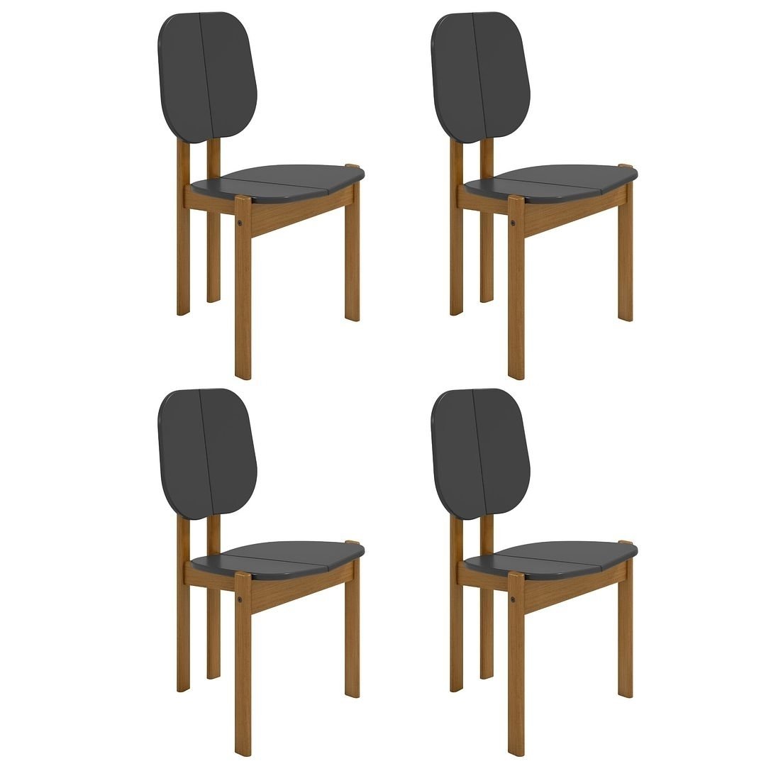 Mid-Century Modern Gales Dining Chair with Solid Wood Legs - Set of 4 Image 1