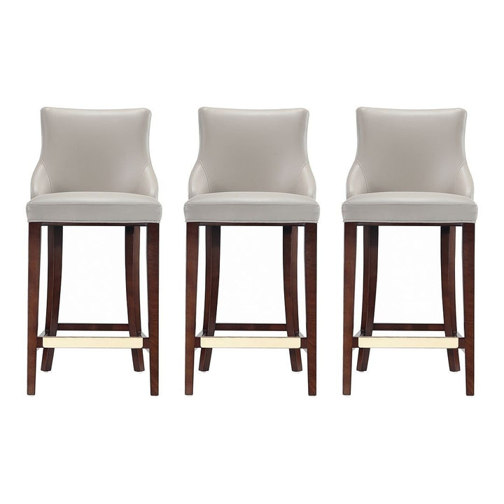 Modern Shubert Barstool Upholstered Leatherette with Beech Wood Legs - Set of 3 Image 1