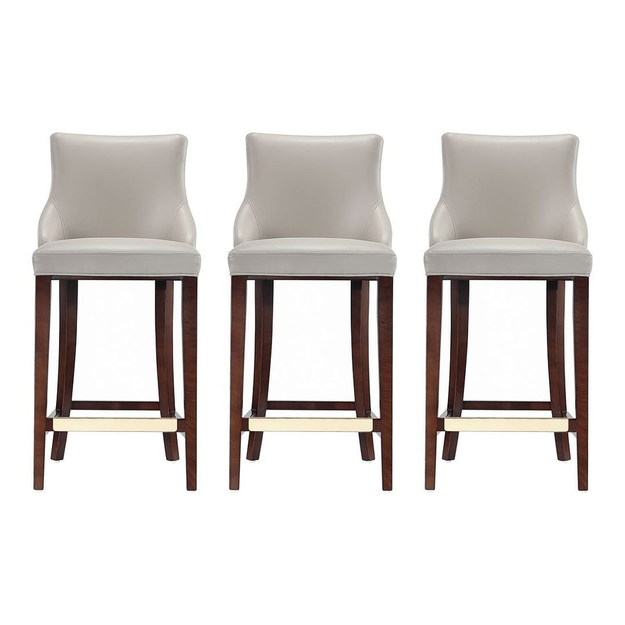 Modern Shubert Barstool Upholstered Leatherette with Beech Wood Legs - Set of 3 Image 1