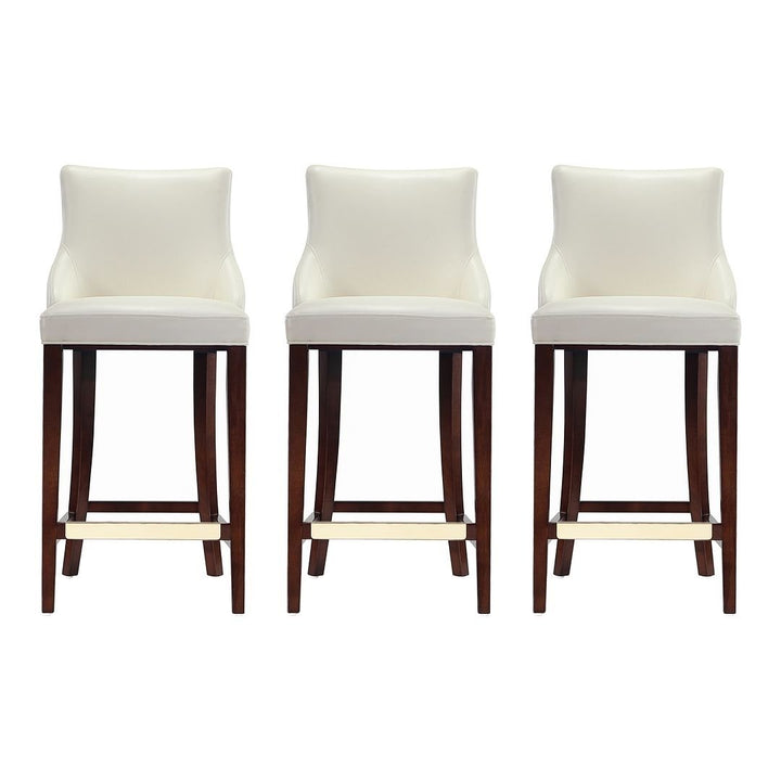 Modern Shubert Barstool Upholstered Leatherette with Beech Wood Legs - Set of 3 Image 5