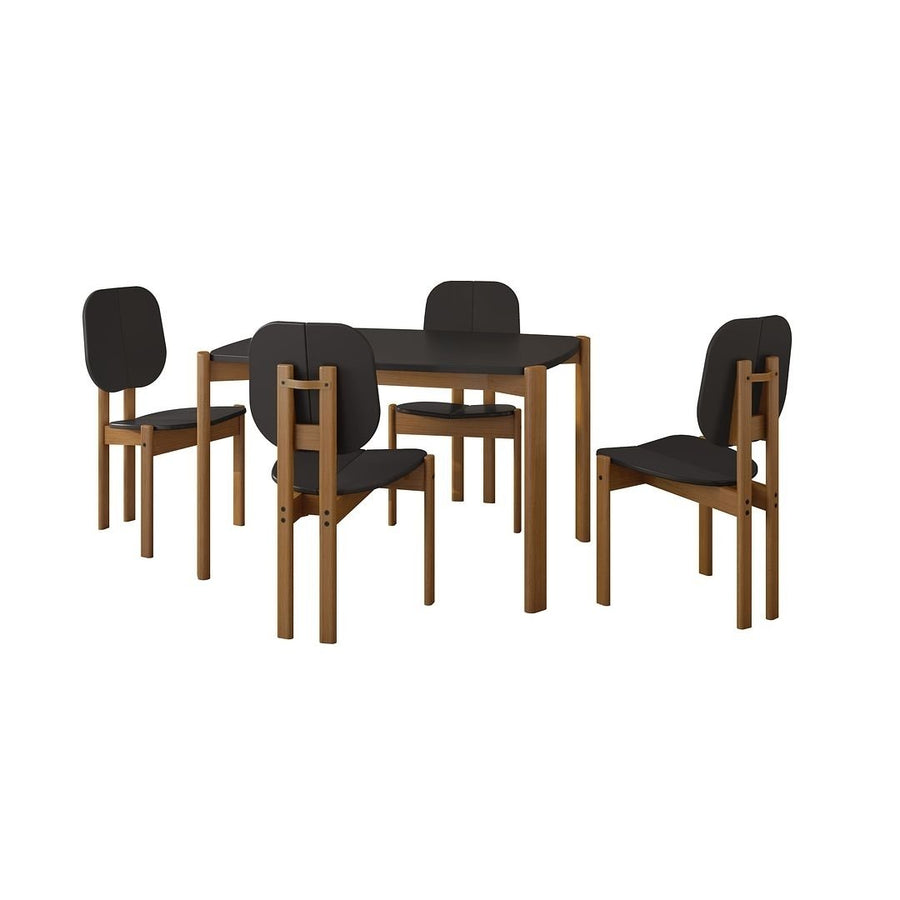 Mid-Century Modern Gales 47.24 Dining Table with Solid Wood Legs - Set of 5 Image 1