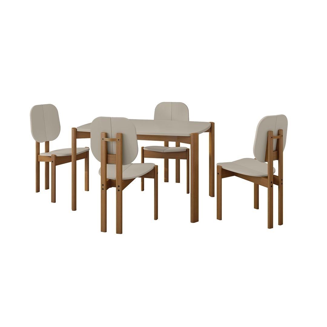 Mid-Century Modern Gales 47.24 Dining Table with Solid Wood Legs - Set of 5 Image 3