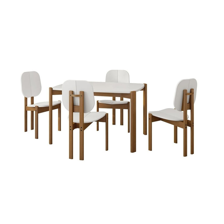 Mid-Century Modern Gales 47.24 Dining Table with Solid Wood Legs - Set of 5 Image 4