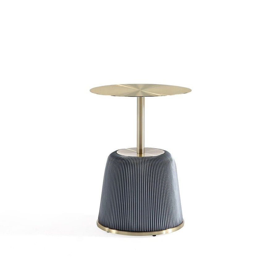 Modern Anderson End Table 1.0 Upholstered Leatherette with Gold Tabletop Image 1