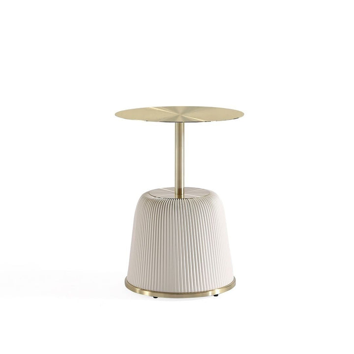 Modern Anderson End Table 1.0 Upholstered Leatherette with Gold Tabletop Image 4