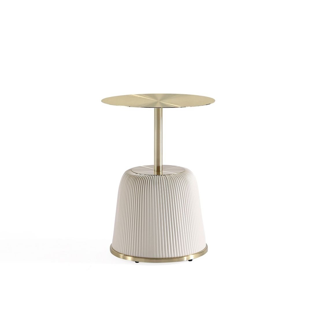 Modern Anderson End Table 1.0 Upholstered Leatherette with Gold Tabletop Image 1