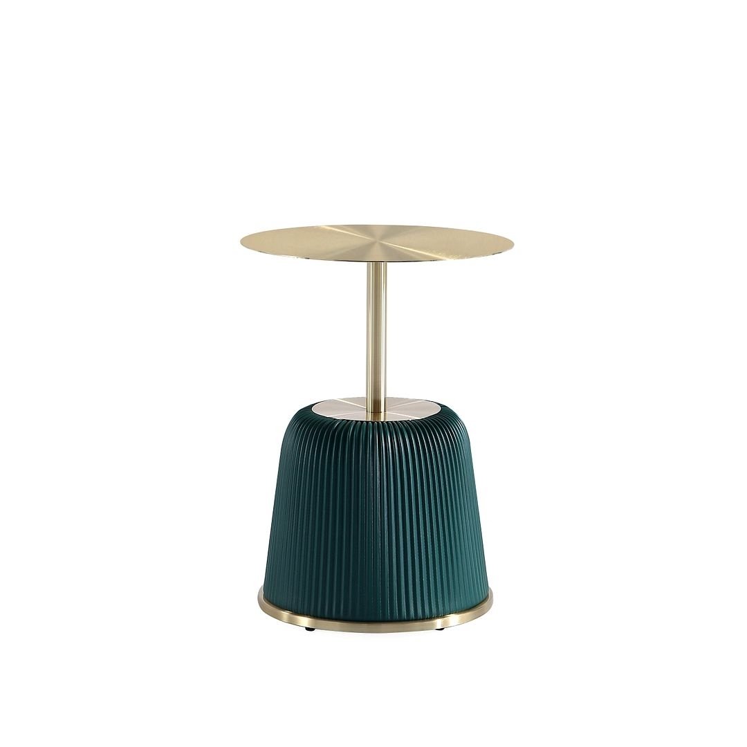 Modern Anderson End Table 1.0 Upholstered Leatherette with Gold Tabletop Image 5