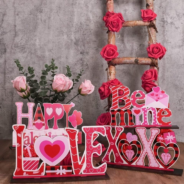 Love Wooden Table Sign 4Pcs, Romantic Tabletop Ornaments Image 2