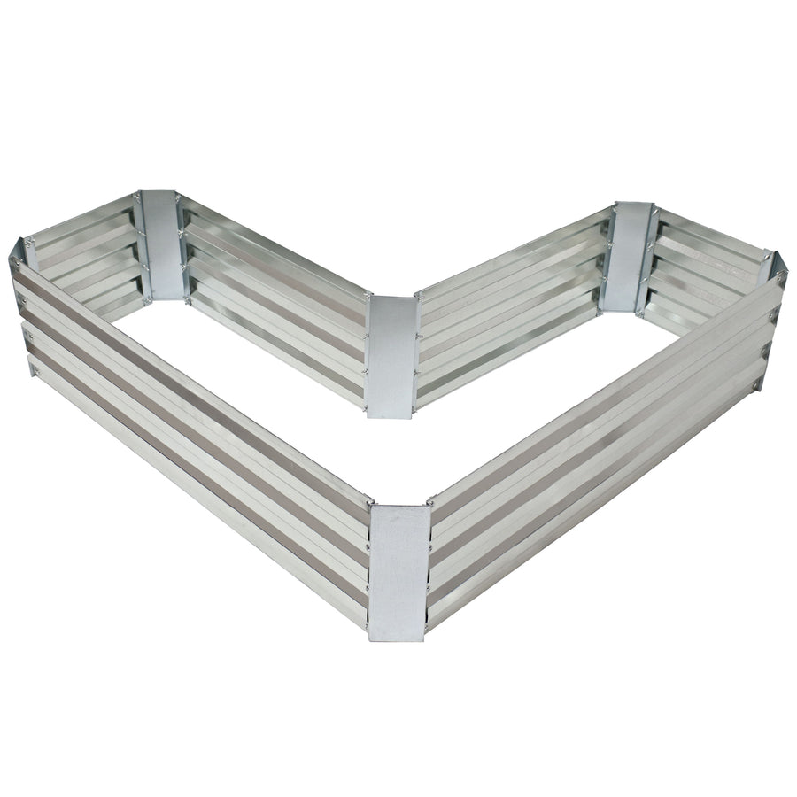 Sunnydaze Galvanized Steel L-Shaped Raised Garden Bed - Silver Image 1