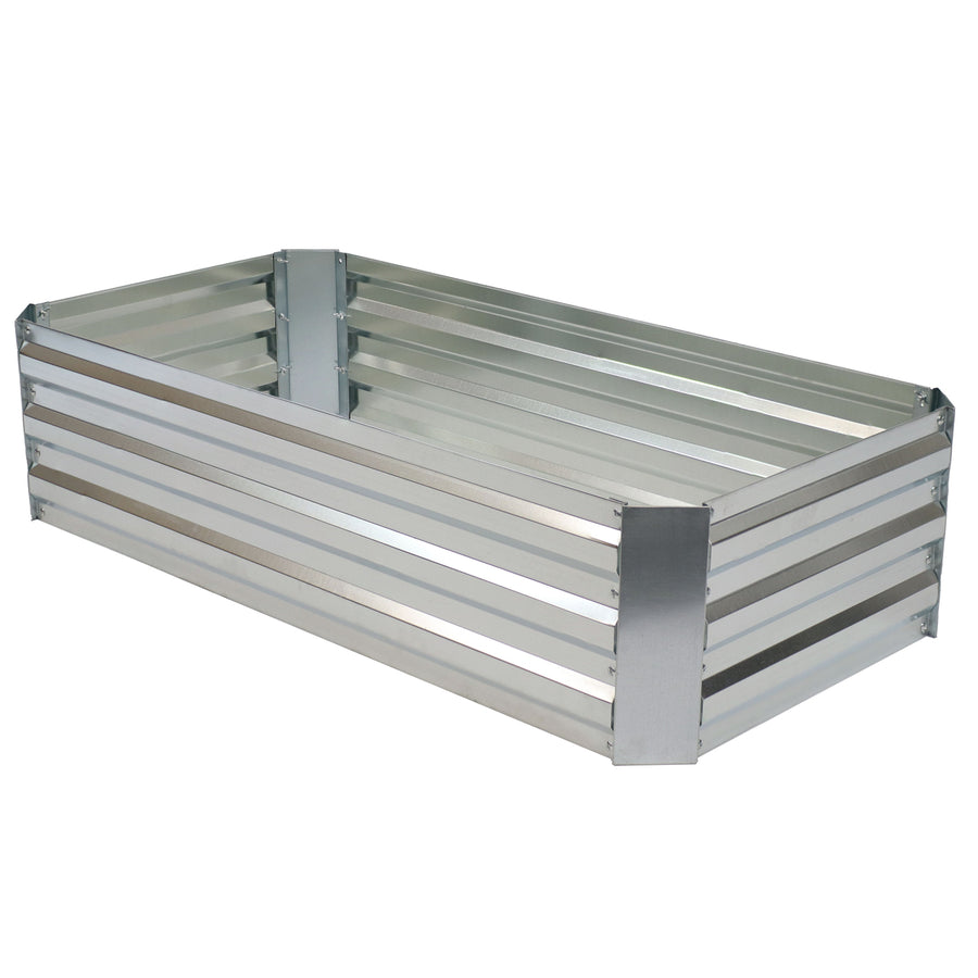 Sunnydaze Rectangle Galvanized Steel Raised Planter Bed - 4 x 2 ft - Silver Image 1