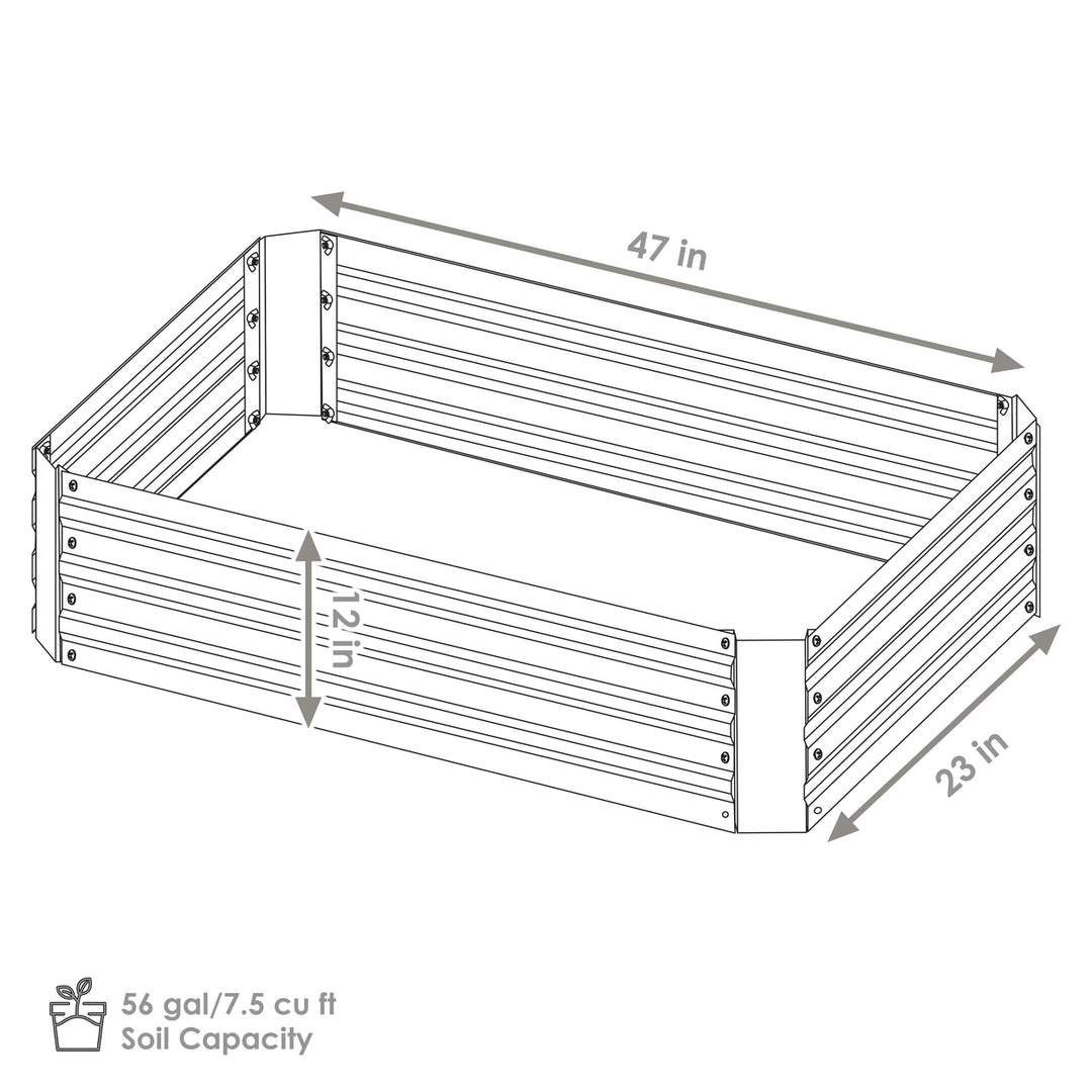 Sunnydaze Rectangle Galvanized Steel Raised Planter Bed - 4 x 2 ft - Silver Image 3