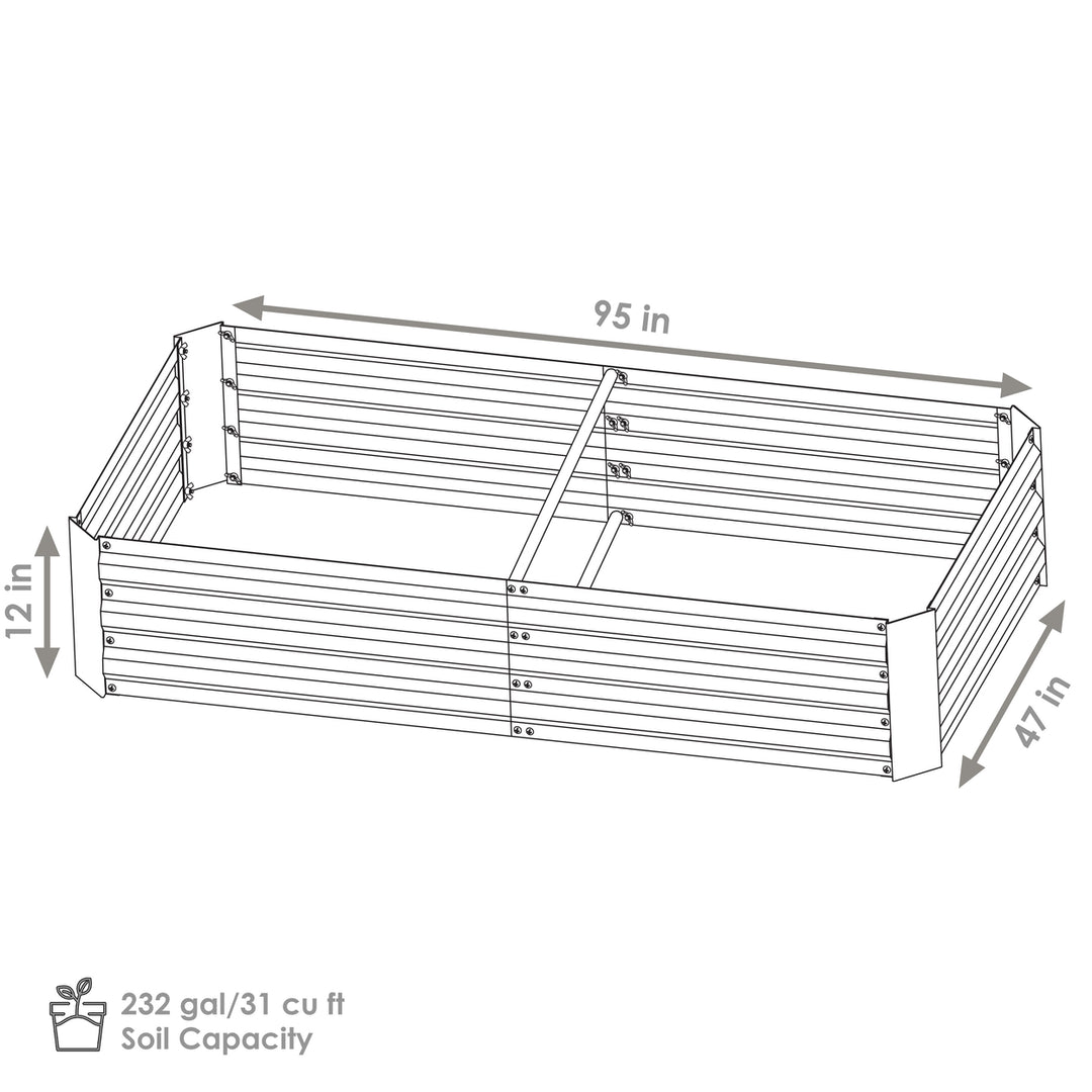 Sunnydaze Galvanized Steel Rectangle Raised Garden Bed - 4 x 8 - Silver Image 3