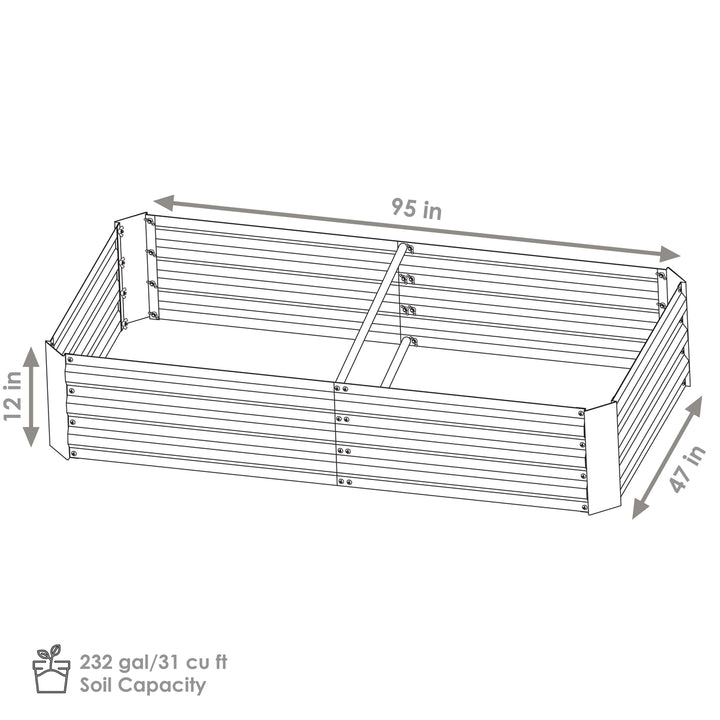 Sunnydaze Galvanized Steel Rectangle Raised Garden Bed - 4 x 8 - Silver Image 3