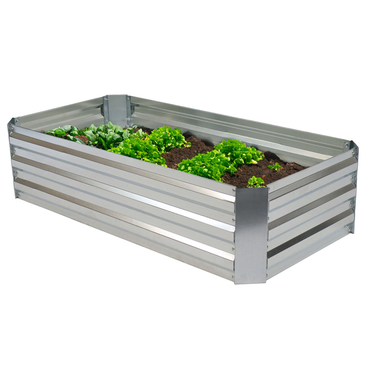 Sunnydaze Rectangle Galvanized Steel Raised Planter Bed - 4 x 2 ft - Silver Image 8