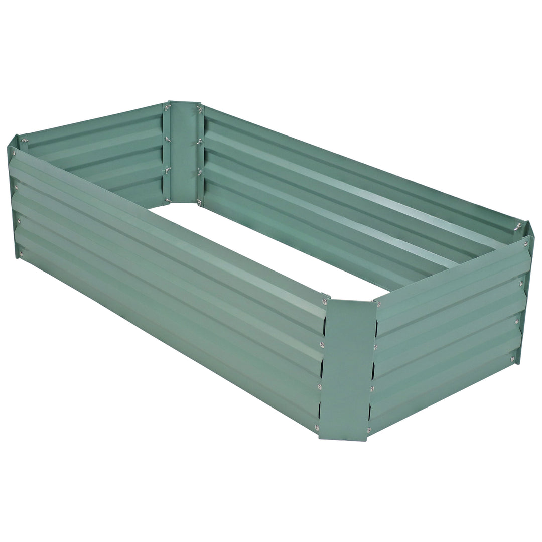 Sunnydaze Rectangle Galvanized Steel Raised Planter Bed - 4 x 2 ft - Green Image 1