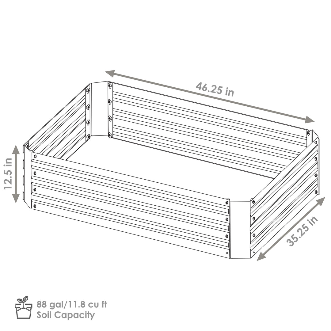 Sunnydaze Rectangle Galvanized Steel Raised Planter Bed - 4 x 3 ft - Gray Image 3