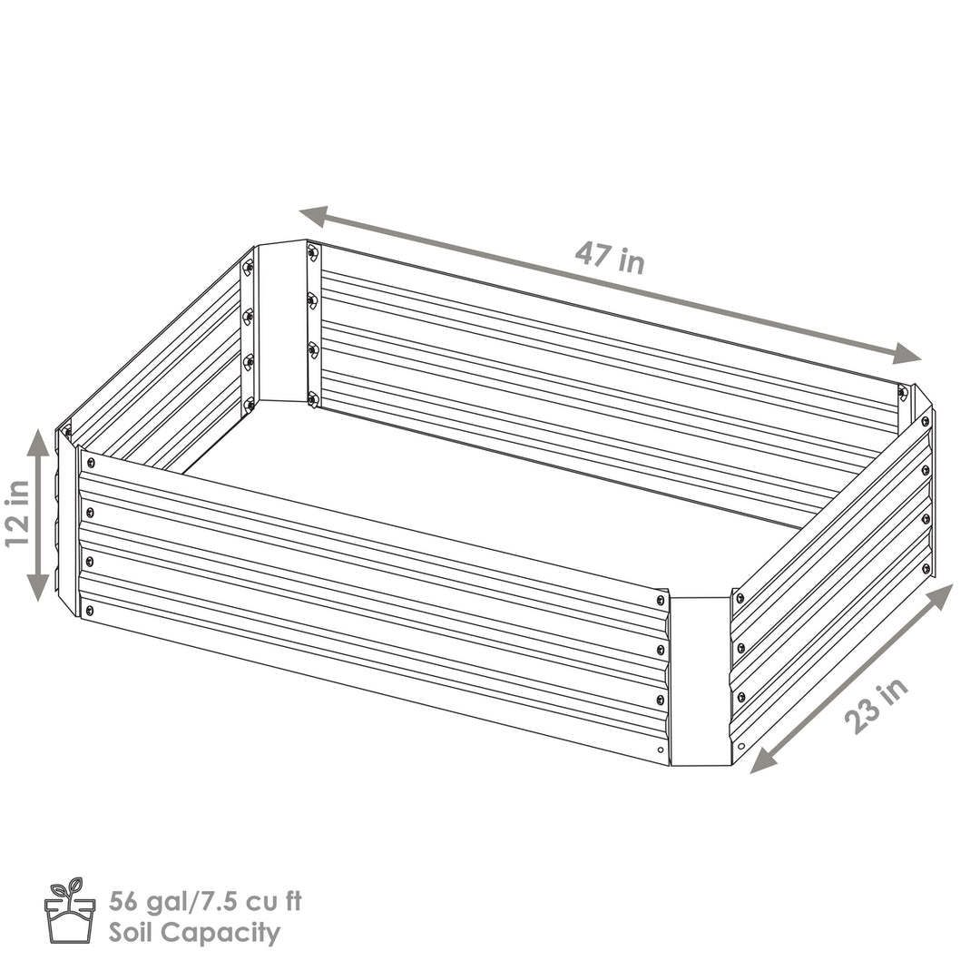 Sunnydaze Rectangle Galvanized Steel Raised Planter Bed - 4 x 2 ft - Green Image 3