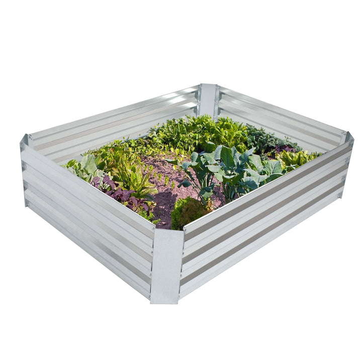 Sunnydaze Rectangle Galvanized Steel Raised Planter Bed - 4 x 3 ft - Silver Image 8