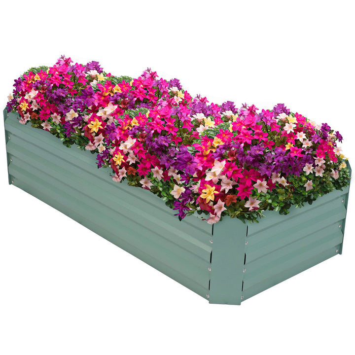 Sunnydaze Rectangle Galvanized Steel Raised Planter Bed - 4 x 2 ft - Green Image 10