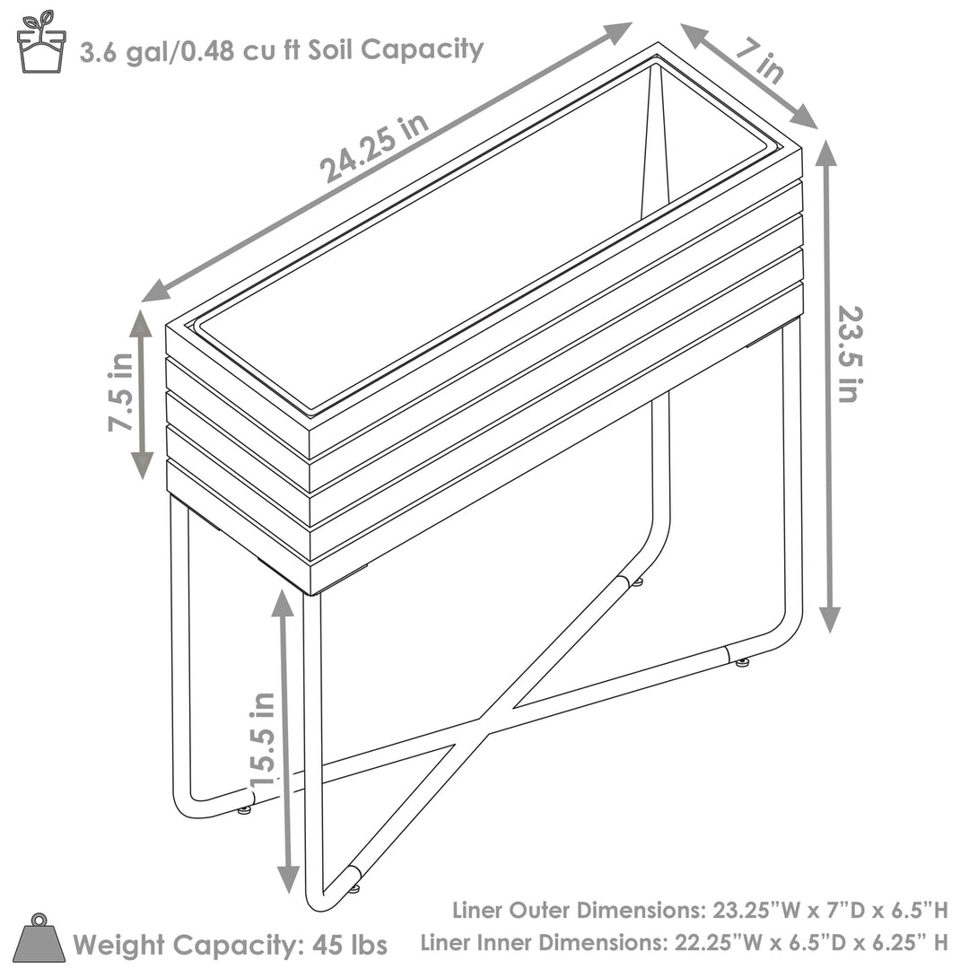 Sunnydaze Acacia Wood Slatted Planter Box with Oil-Stained Finish Image 3