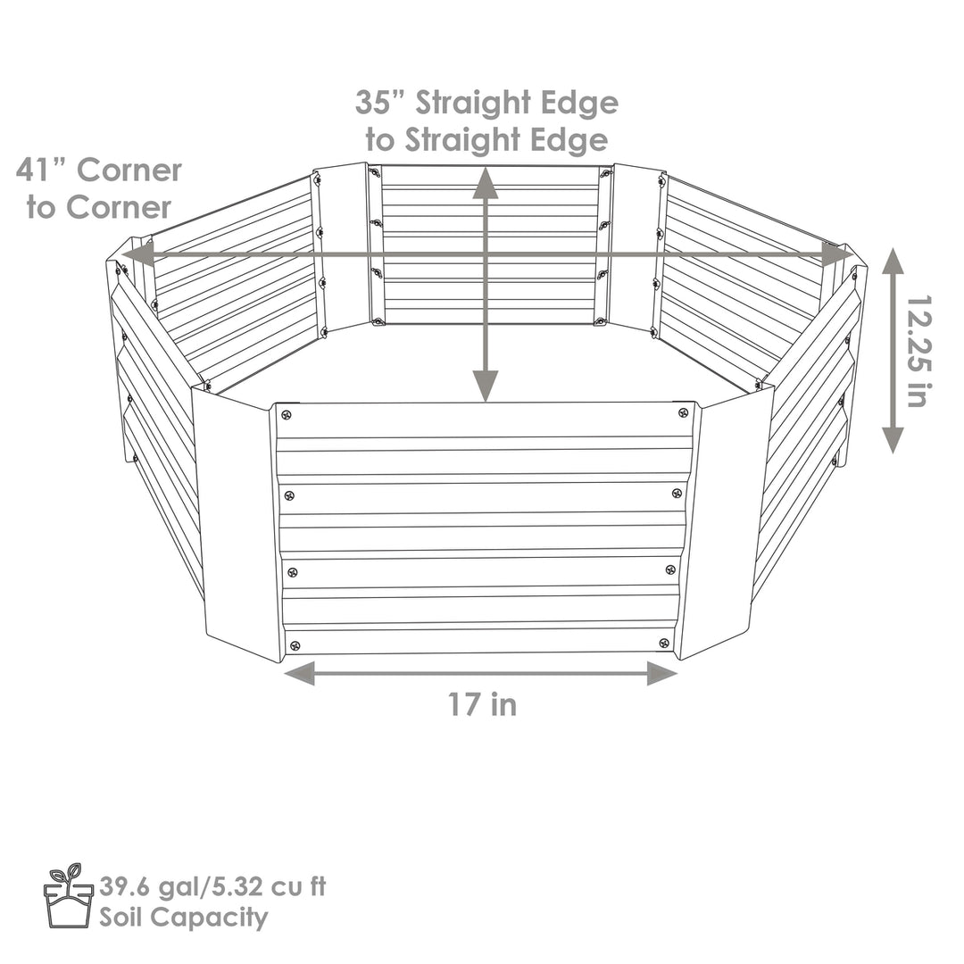 Sunnydaze Hexagon Galvanized Steel Raised Planter Bed - Silver Image 3