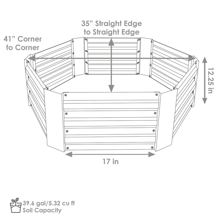 Sunnydaze Hexagon Galvanized Steel Raised Planter Bed - Silver Image 3