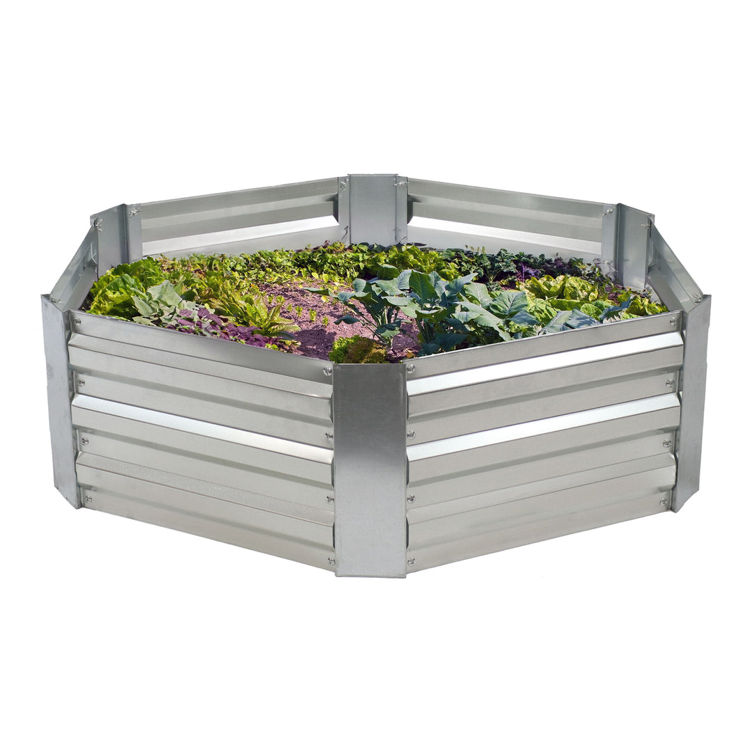 Sunnydaze Hexagon Galvanized Steel Raised Planter Bed - Silver Image 8