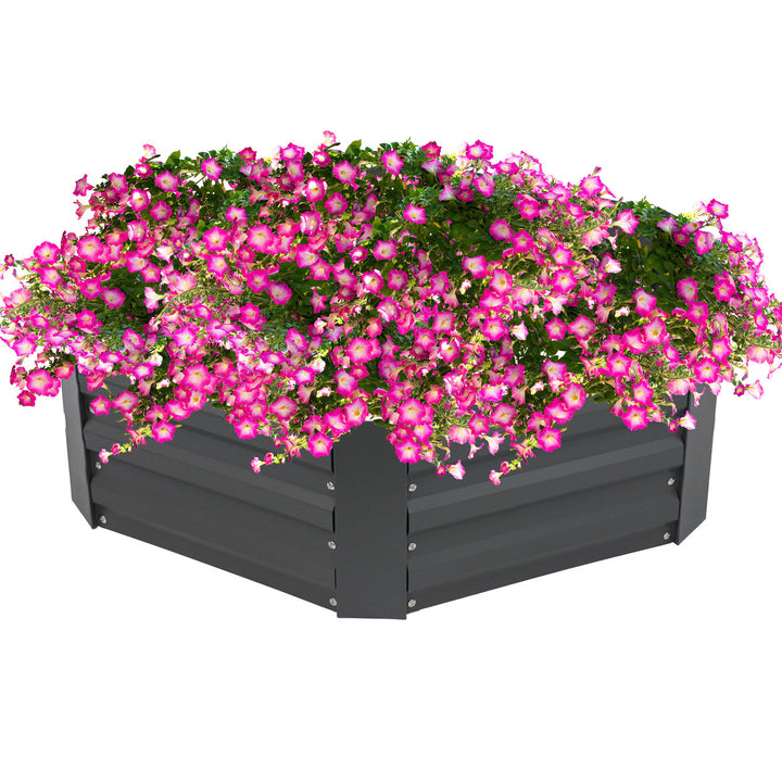 Sunnydaze Hexagon Galvanized Steel Raised Planter Bed - Gray Image 9