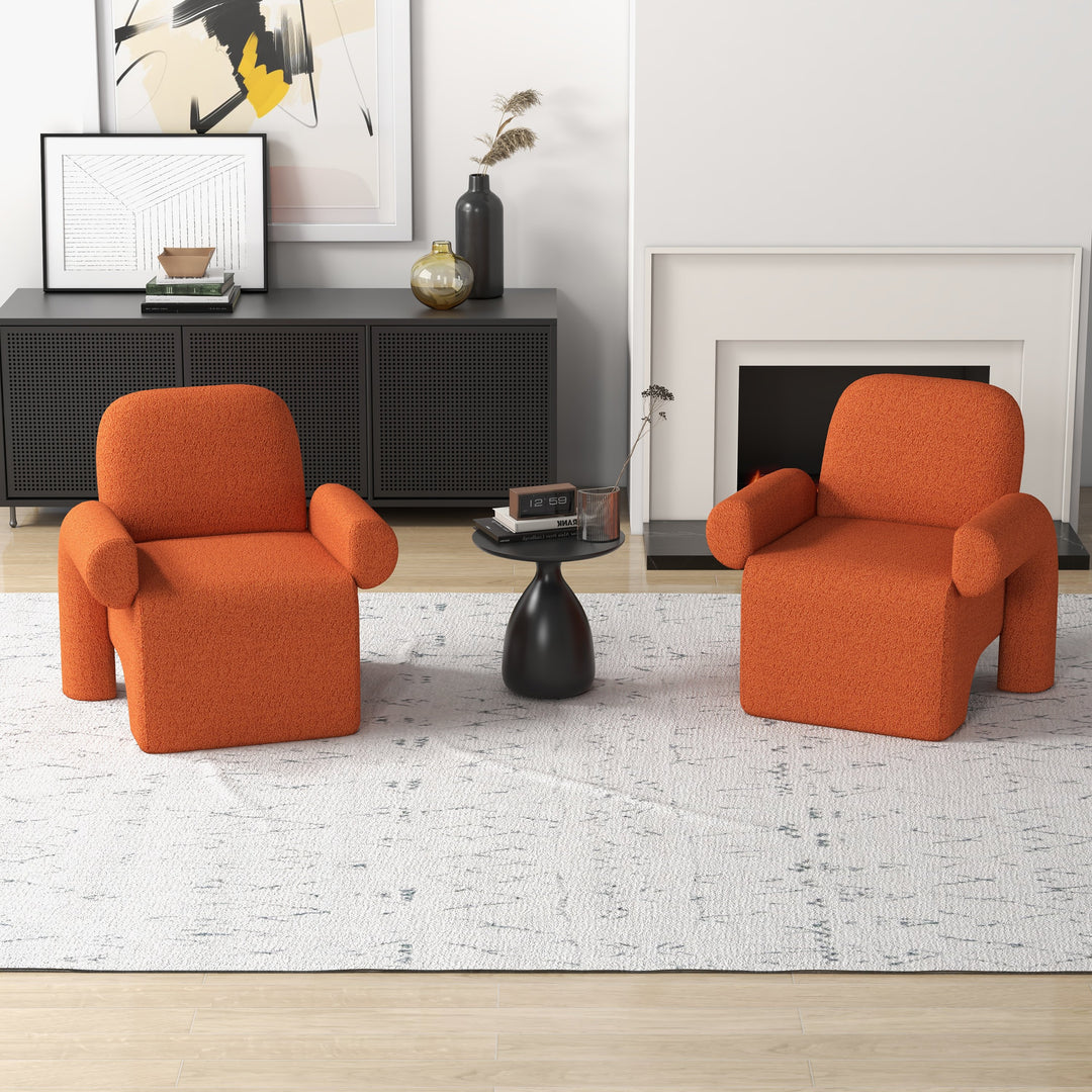 SEYNAR Mid Century Modern Velvet Rolled Accent Armchair, set of 2 Image 1