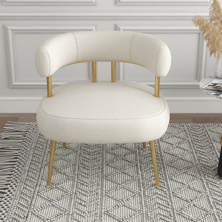 SEYNAR Modern Glam Upholstered Comfy Open-Back Accent Vanity chair with Golden Legs Image 1